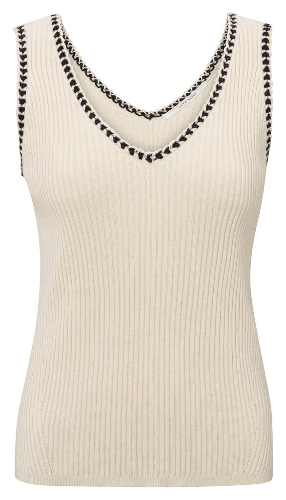 YAYA - Top Ribbed & Stitch Detail Summer Sand - Luxedy