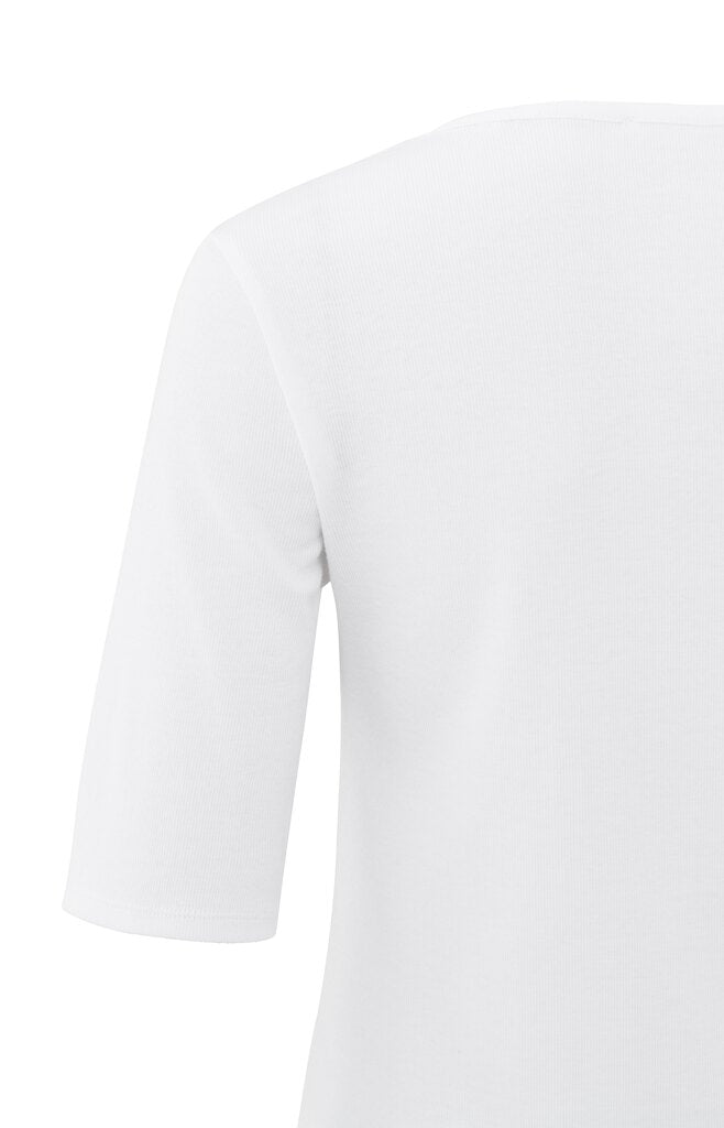 YAYA - Top Round Neck Rib Shirt Pure White - Luxedy