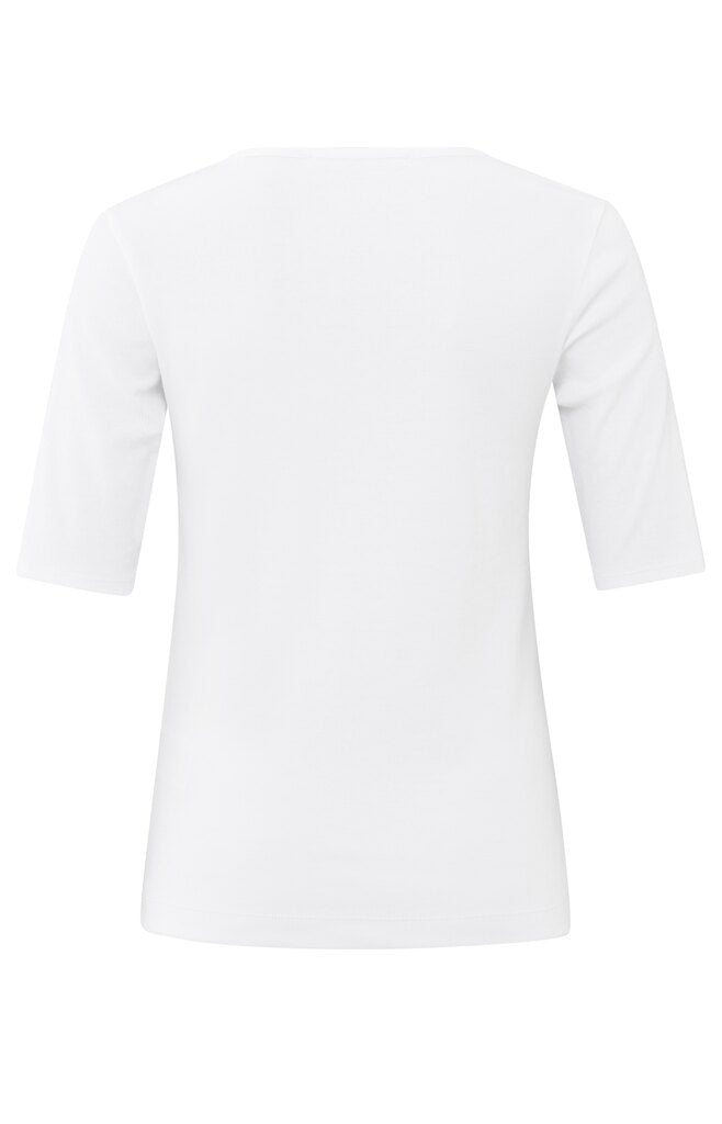 YAYA - Top Round Neck Rib Shirt Pure White - Luxedy