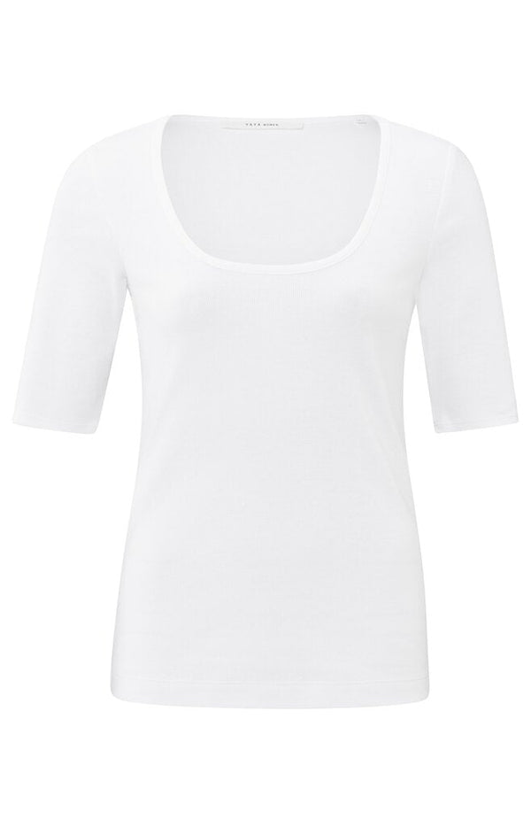 YAYA - Top Round Neck Rib Shirt Pure White - Luxedy