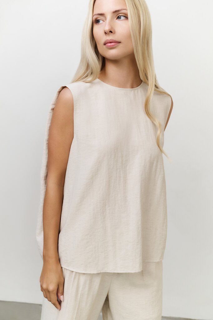 YAYA - Top Sleeveless With Buttons Washed Brown - Luxedy