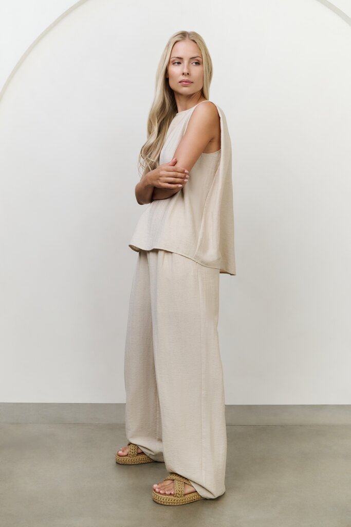 YAYA - Top Sleeveless With Buttons Washed Brown - Luxedy