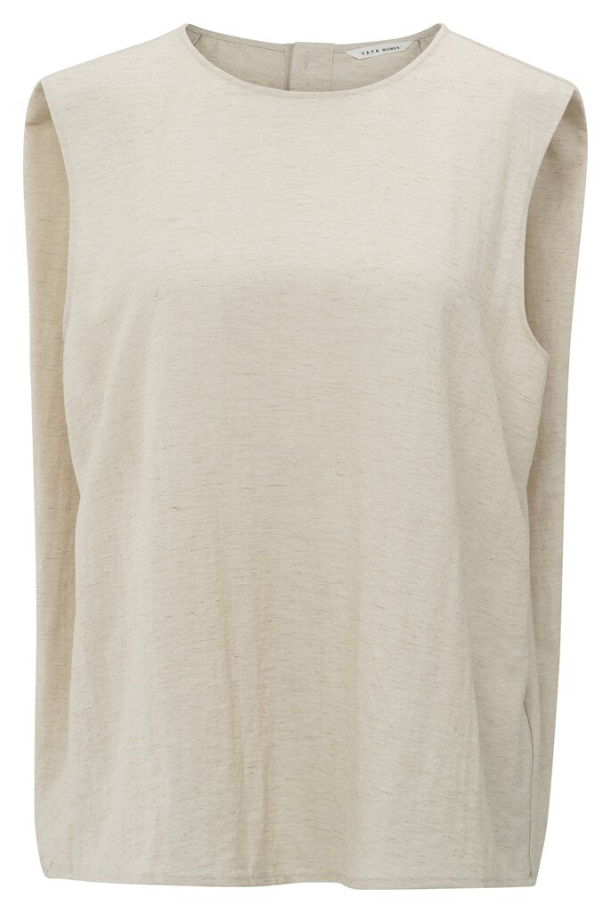 YAYA - Top Sleeveless With Buttons Washed Brown - Luxedy