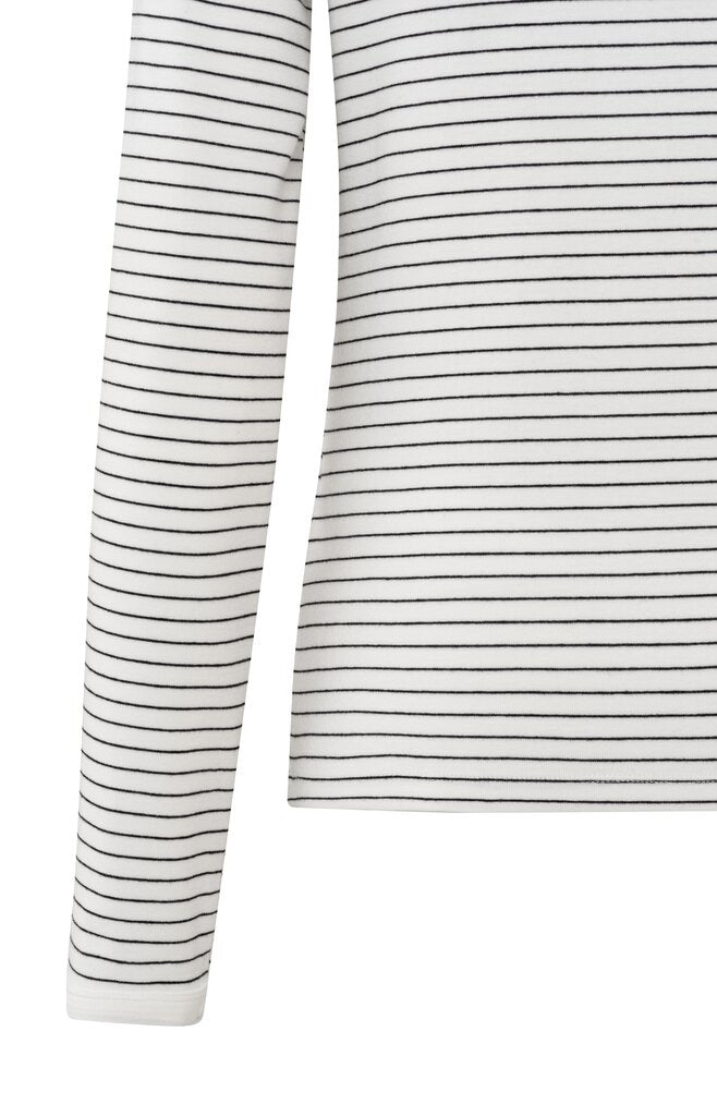 YAYA - Top Striped Long Sleeve Blanc De Blanc White Dessin - Luxedy