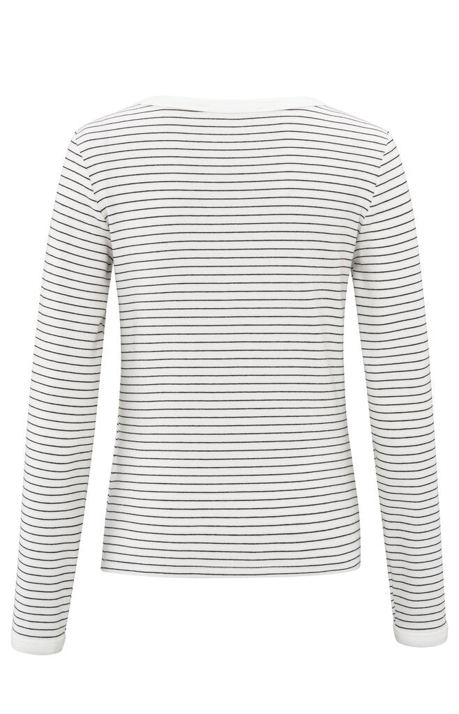 YAYA - Top Striped Long Sleeve Blanc De Blanc White Dessin - Luxedy
