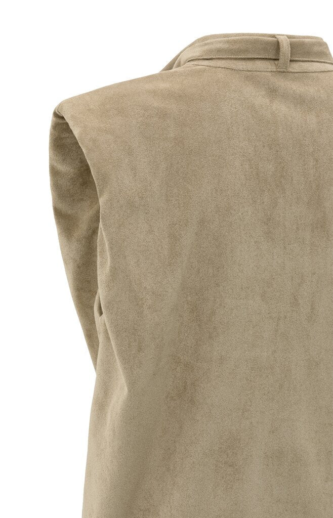 YAYA - Top Suedine Bow Sand Beige - Luxedy