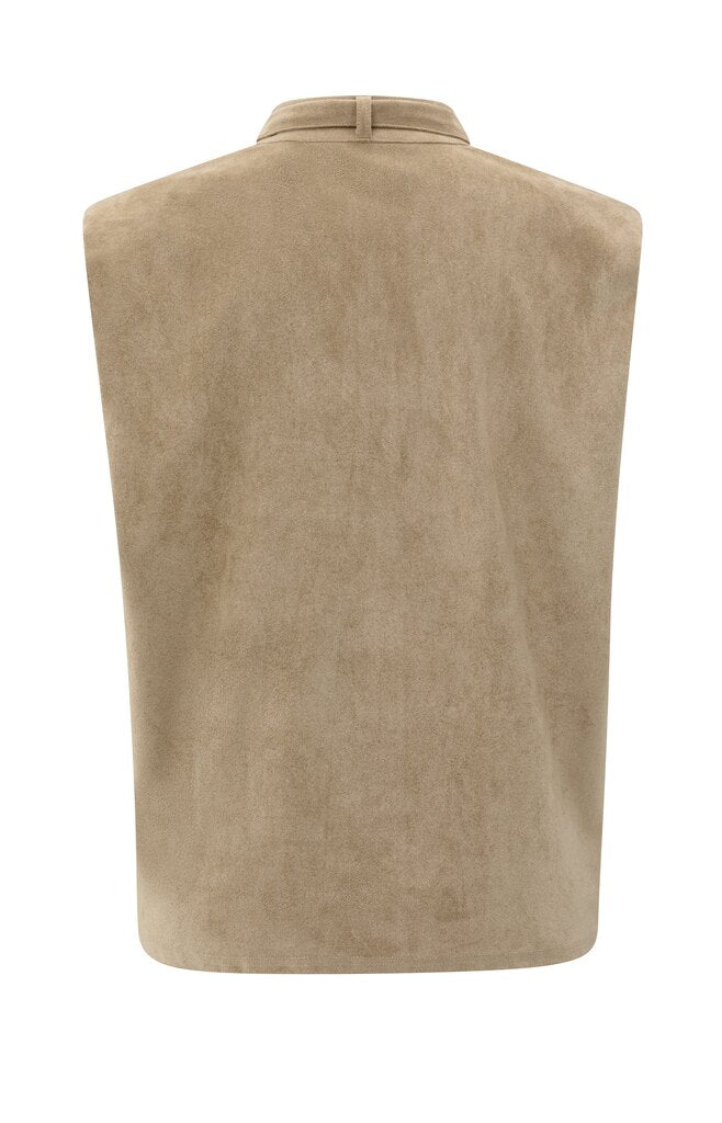 YAYA - Top Suedine Bow Sand Beige - Luxedy
