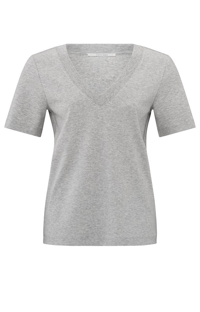 YAYA - Top V - Neck Shirt Medium Grey Melange - Luxedy