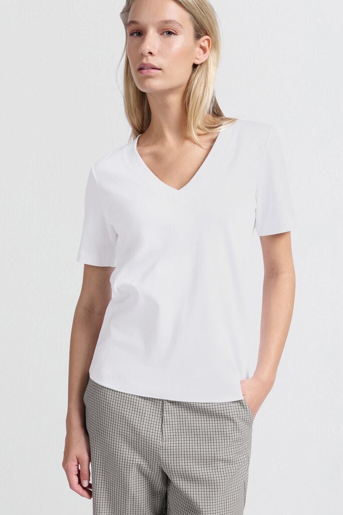 YAYA - Top V - Neck Shirt Pure White - Luxedy