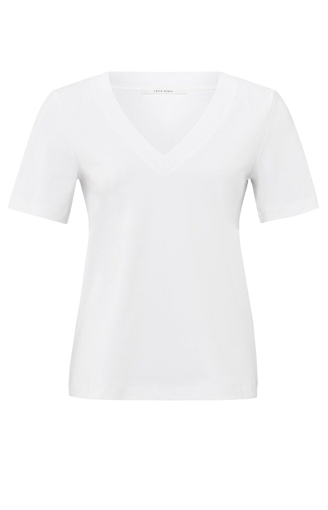 YAYA - Top V - Neck Shirt Pure White - Luxedy
