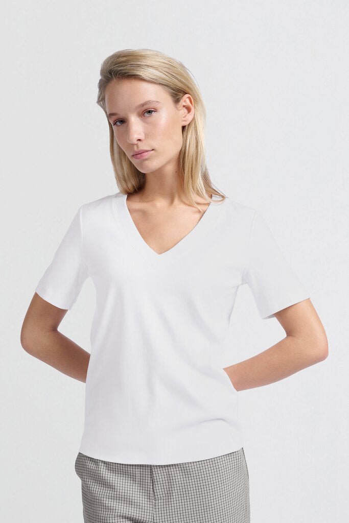 YAYA - Top V - Neck Shirt Pure White - Luxedy