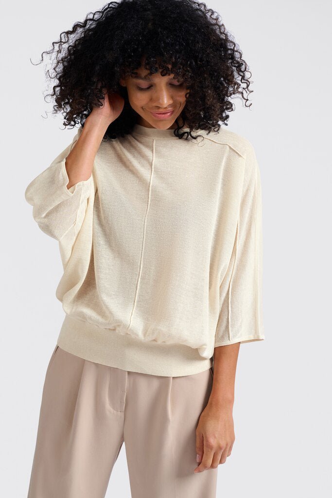 YAYA - Trui Batwing Offwhite Knit - Luxedy