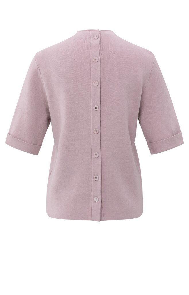 YAYA - Trui Buttons Cloud Gray Purple - Luxedy