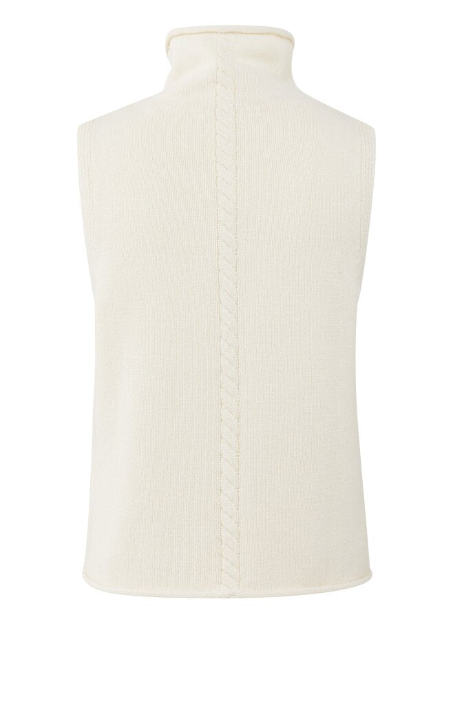 YAYA - Trui Cable High Neck Sleeveless Sweater Offwhite Knit - Luxedy