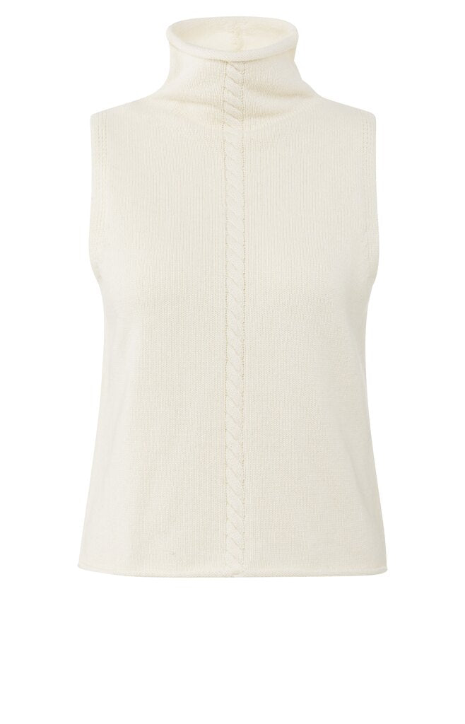 YAYA - Trui Cable High Neck Sleeveless Sweater Offwhite Knit - Luxedy