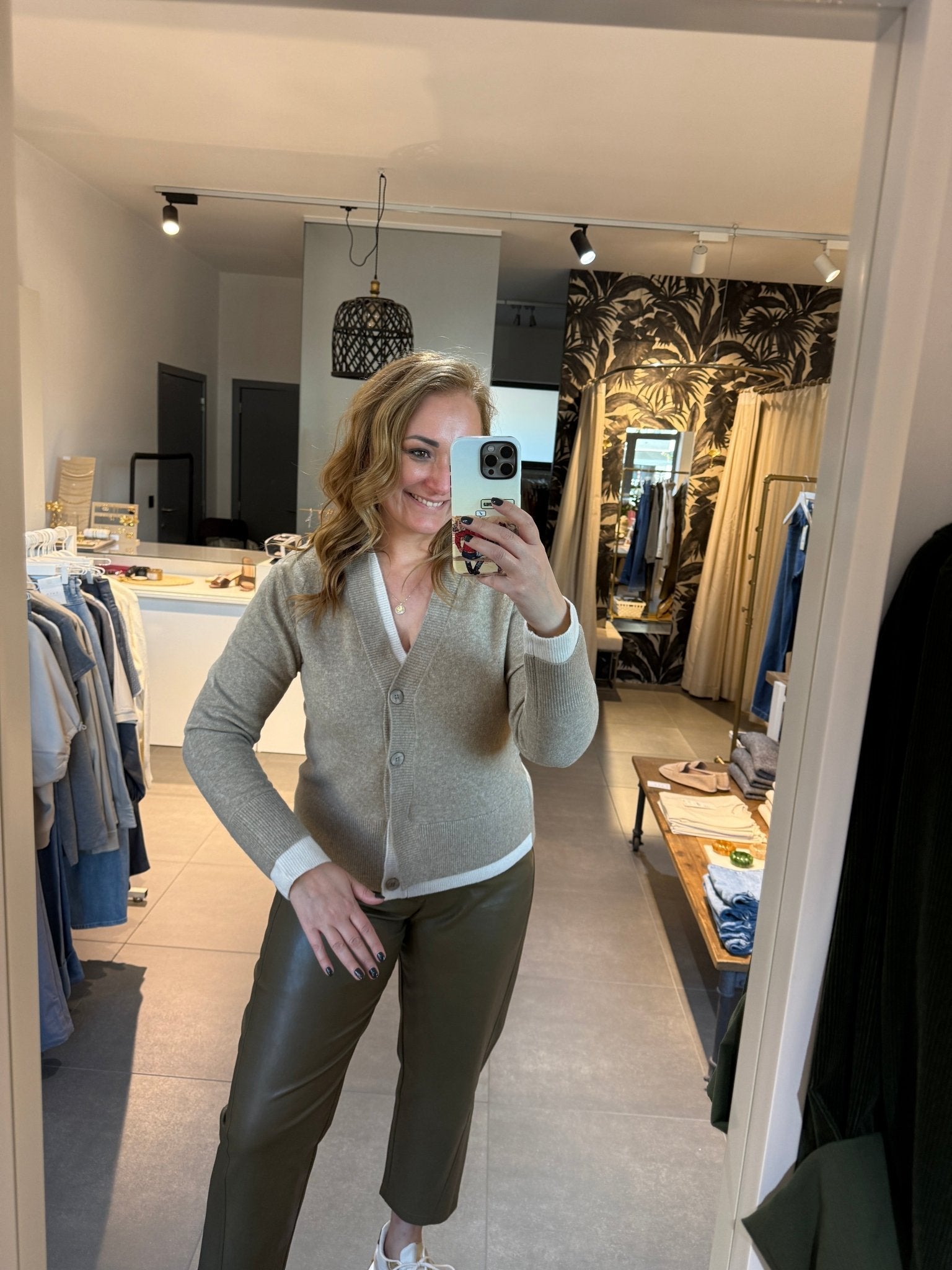 YAYA - Trui Contrast Detail Cardigan Sand Beige Melange - Luxedy