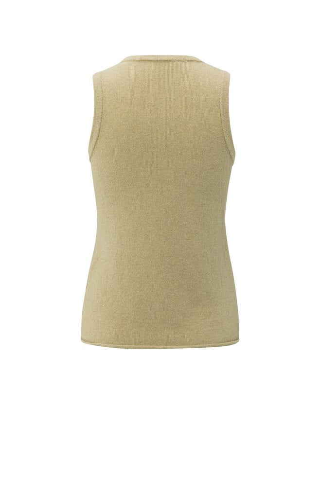 YAYA - Trui Deep V - Neck Sweater & Top Pale Olive Green Melange - Luxedy