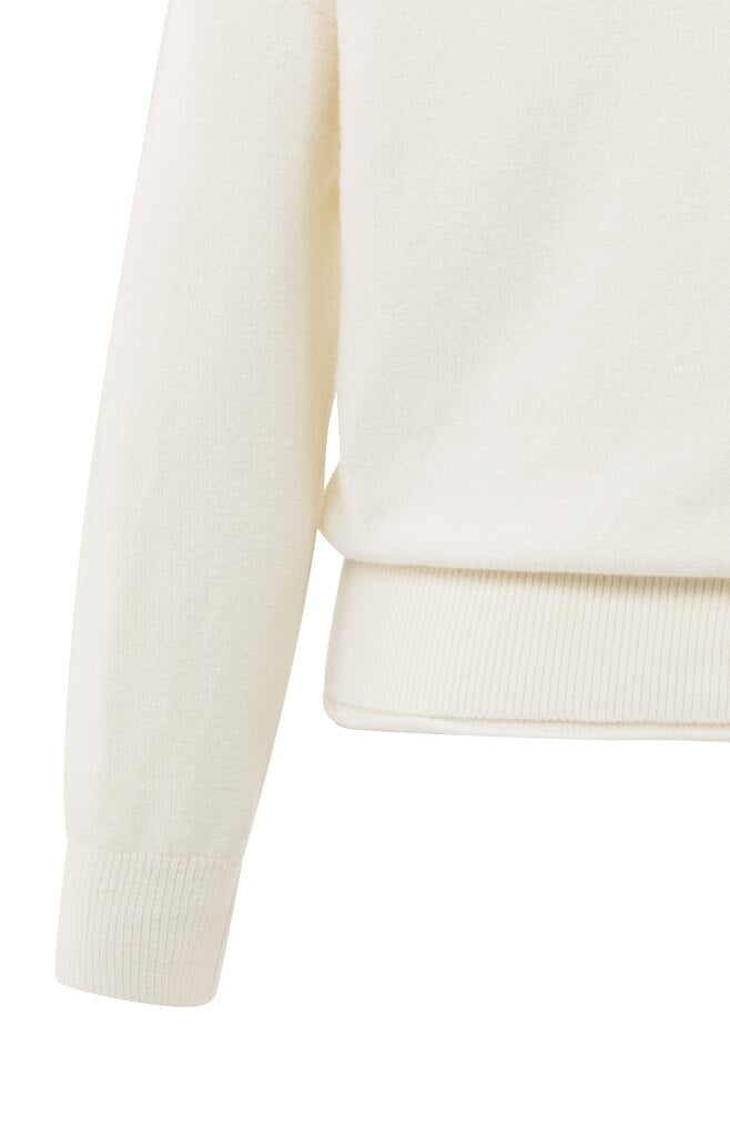 YAYA - Trui Deep V - Neck Sweater & Top Pale Olive Offwhite Knit Melange - Luxedy