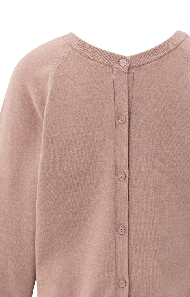 YAYA - Trui Double V - Neck Buttons Blush Pink - Luxedy