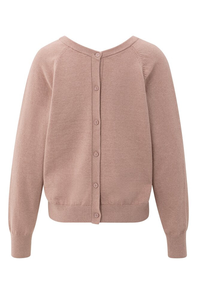 YAYA - Trui Double V - Neck Buttons Blush Pink - Luxedy