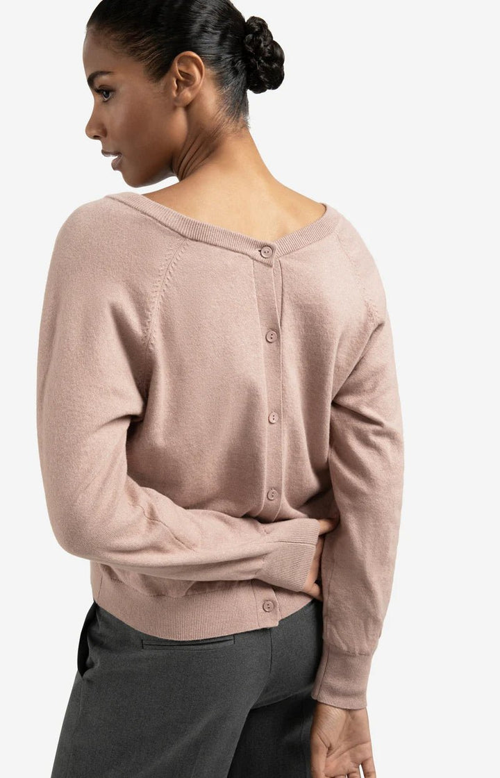 YAYA - Trui Double V - Neck Buttons Blush Pink - Luxedy