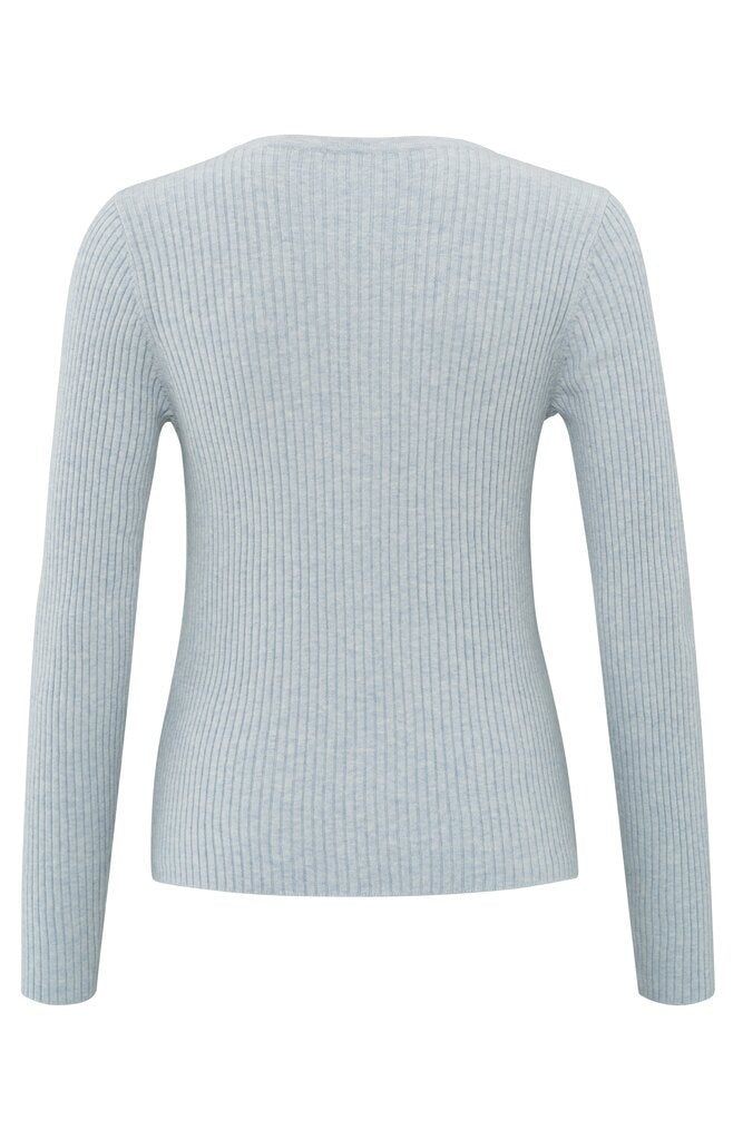 YAYA - Trui Faux Cardigan Rib Gray Dawn Blue Melange - Luxedy