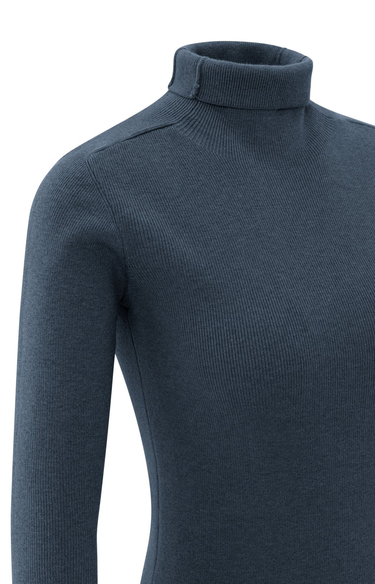 YAYA - Trui Fitted Ribbed Collegiate Blue - Luxedy
