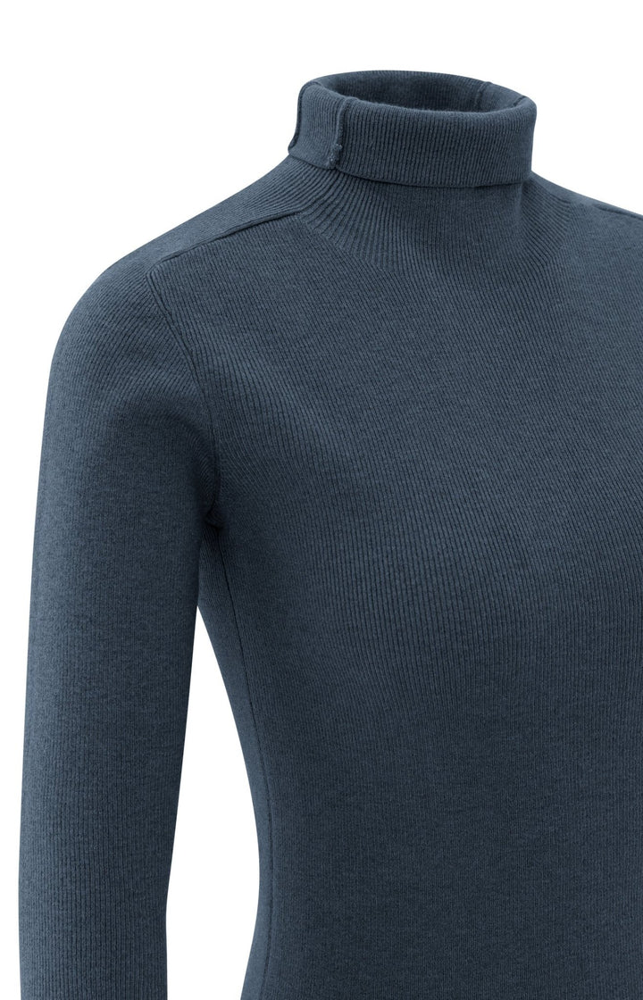 YAYA - Trui Fitted Ribbed Collegiate Blue - Luxedy