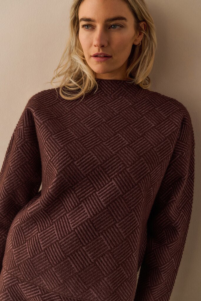 YAYA - Trui Jaquard Fudge Purple Dessin - Luxedy