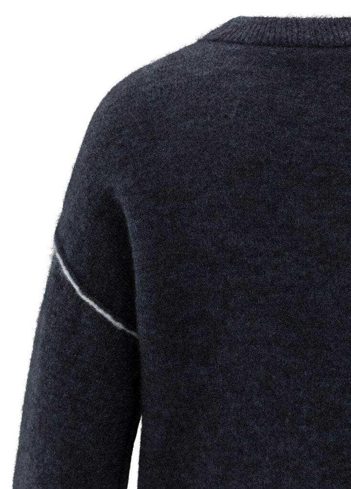 YAYA - Trui Knitted Lines Collegiate Blue Melange - Luxedy