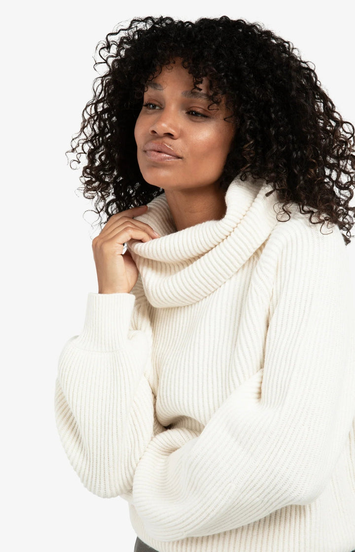 YAYA - Trui Knitted Wide Collar Wool White - Luxedy