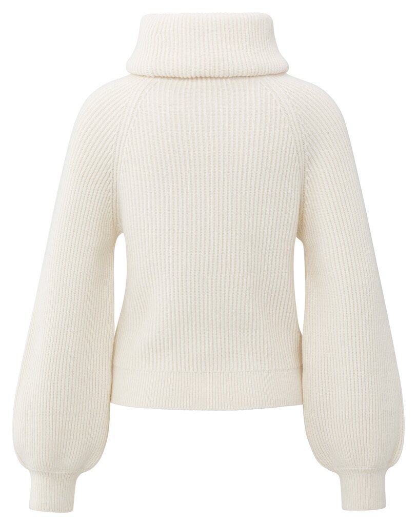 YAYA - Trui Knitted Wide Collar Wool White - Luxedy