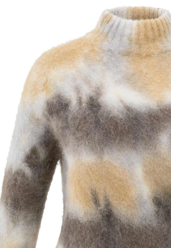 YAYA - Trui Melange Print Alpaca Dark Taupe Grey - Luxedy