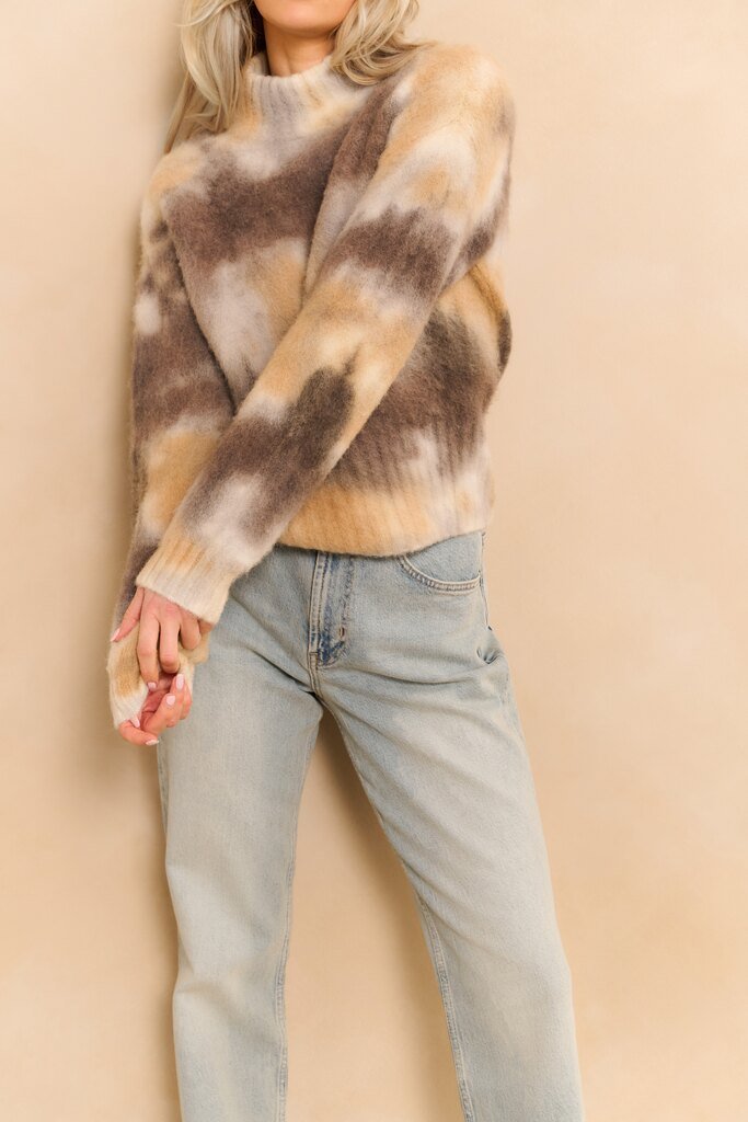 YAYA - Trui Melange Print Alpaca Dark Taupe Grey - Luxedy