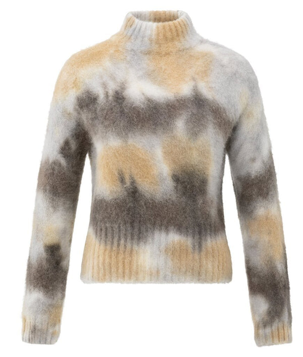 YAYA - Trui Melange Print Alpaca Dark Taupe Grey - Luxedy