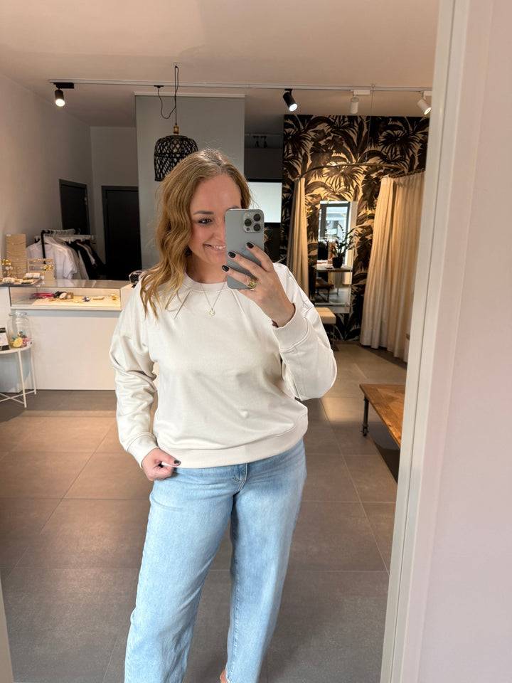 YAYA - Trui Pleat Detail Sweater Chalk White - Luxedy