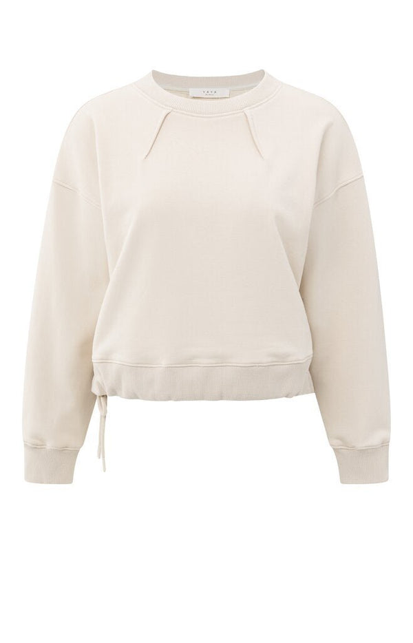 YAYA - Trui Pleat Detail Sweater Chalk White - Luxedy