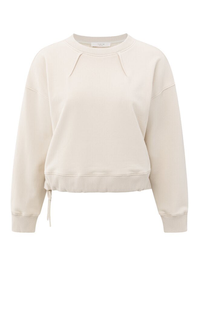 YAYA - Trui Pleat Detail Sweater Chalk White - Luxedy