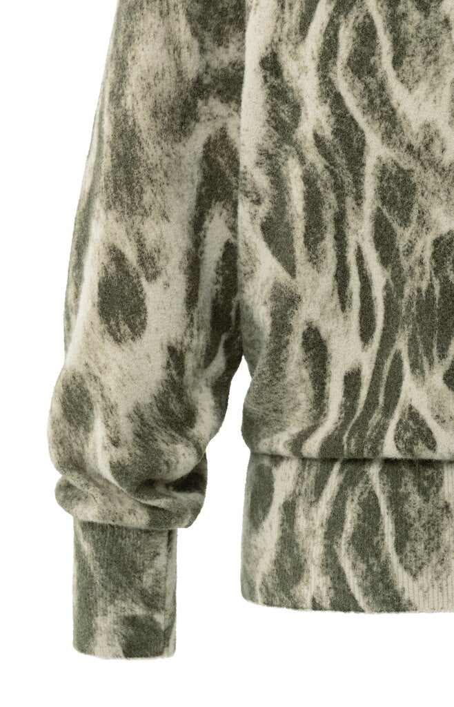 YAYA - Trui Print Pale Khaki Beige Dessin - Luxedy