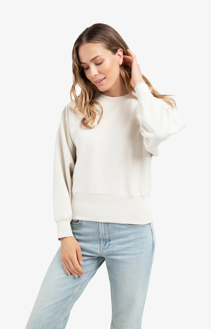 YAYA - Trui Raglan Fine Rib Almond Milk Beige - Luxedy