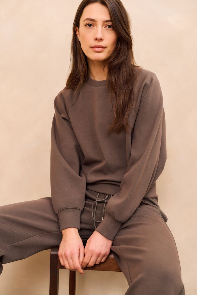 YAYA - Trui Raglan Fine Rib Dark Night Grey - Luxedy