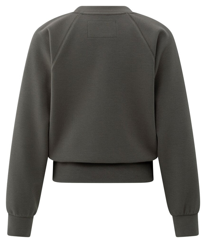 YAYA - Trui Raglan Fine Rib Dark Night Grey - Luxedy
