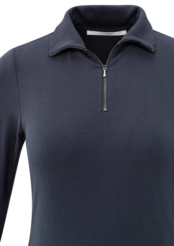 YAYA - Trui Ribbed Long Sleeve Collegiate Blue - Luxedy