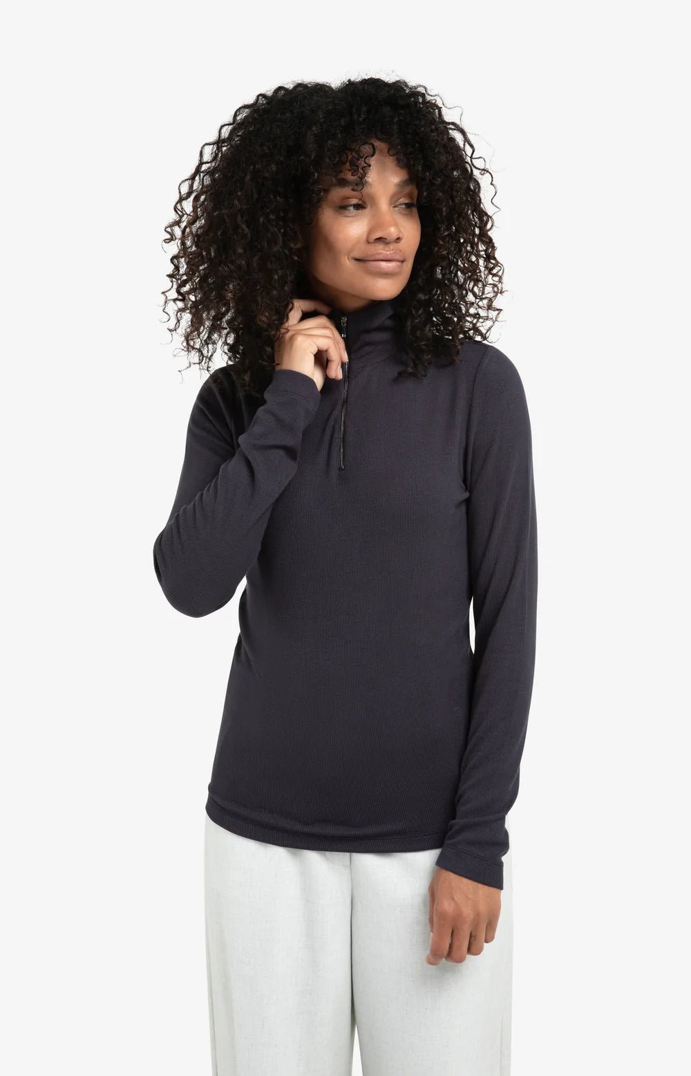 YAYA - Trui Ribbed Long Sleeve Collegiate Blue - Luxedy