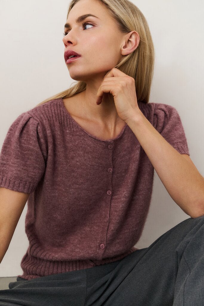 YAYA - Trui Short Sleeve Cardigan Blush Pink - Luxedy