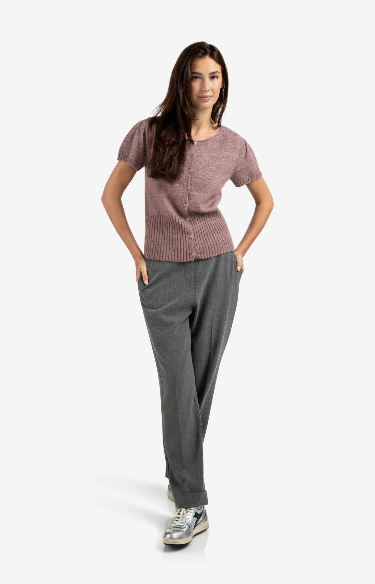YAYA - Trui Short Sleeve Cardigan Blush Pink - Luxedy