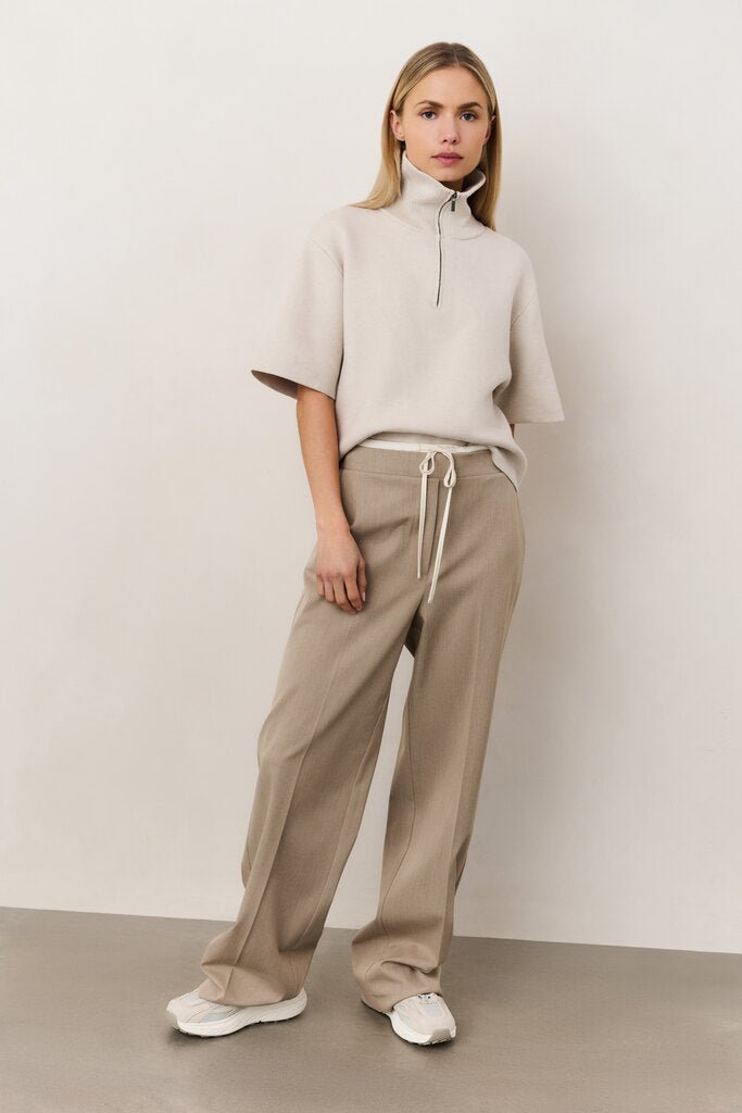 YAYA - Trui Short Sleeve & Collar Chalk White - Luxedy