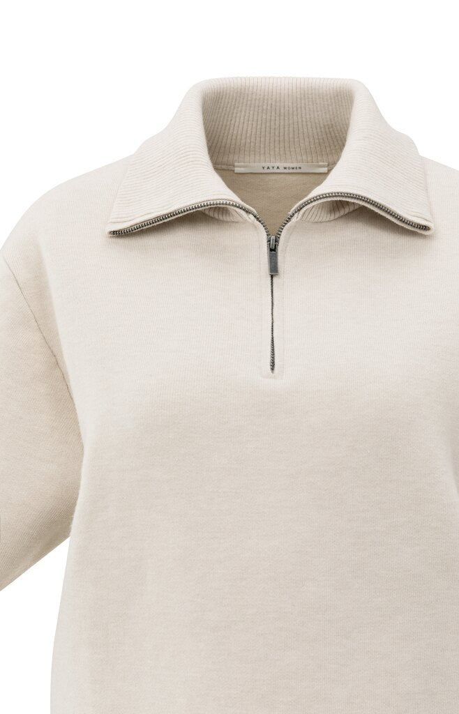 YAYA - Trui Short Sleeve & Collar Chalk White - Luxedy