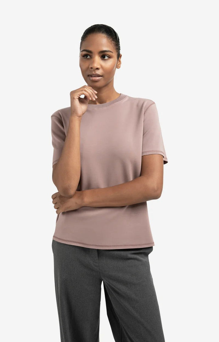YAYA - Trui Shortsleeve Sweatshirt Blush Pink - Luxedy