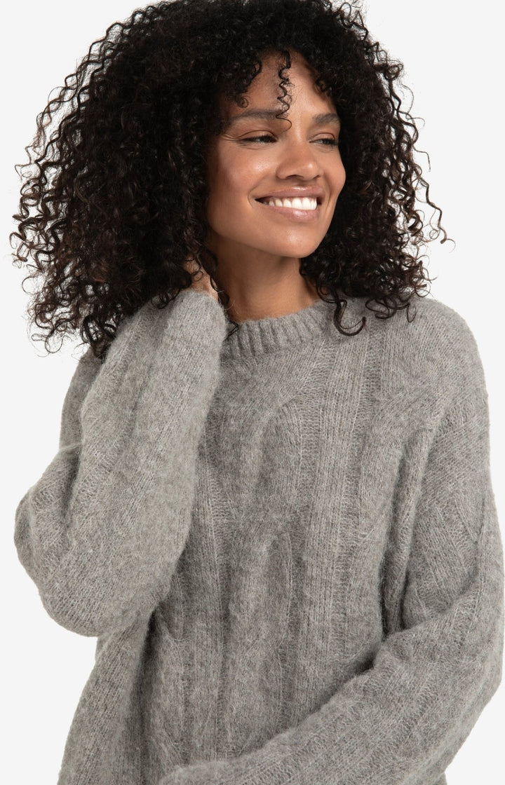 YAYA - Trui Soft Cable Alpaca Taupe Grey Melange - Luxedy